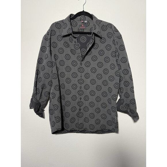 Haupt Germany Button Up Shirt X Large 171/2 Circles Black Geometric Mens - Picture 1 of 7